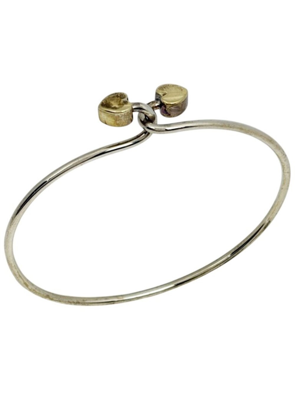 Tiffany & Co Bangle 18k Double Heart Hook Silver Gold Bracelet